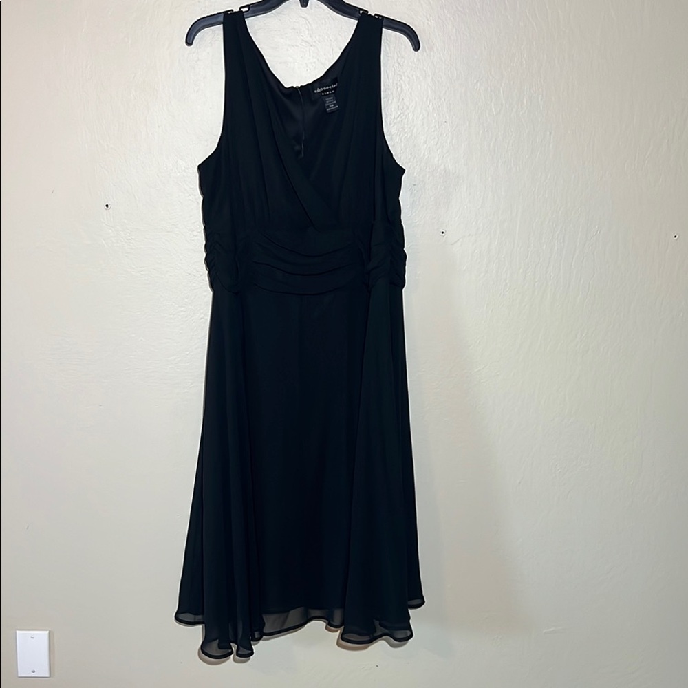 Connected Apparel Black Midi Dress fully lined, chiffon overlay ,size 20W